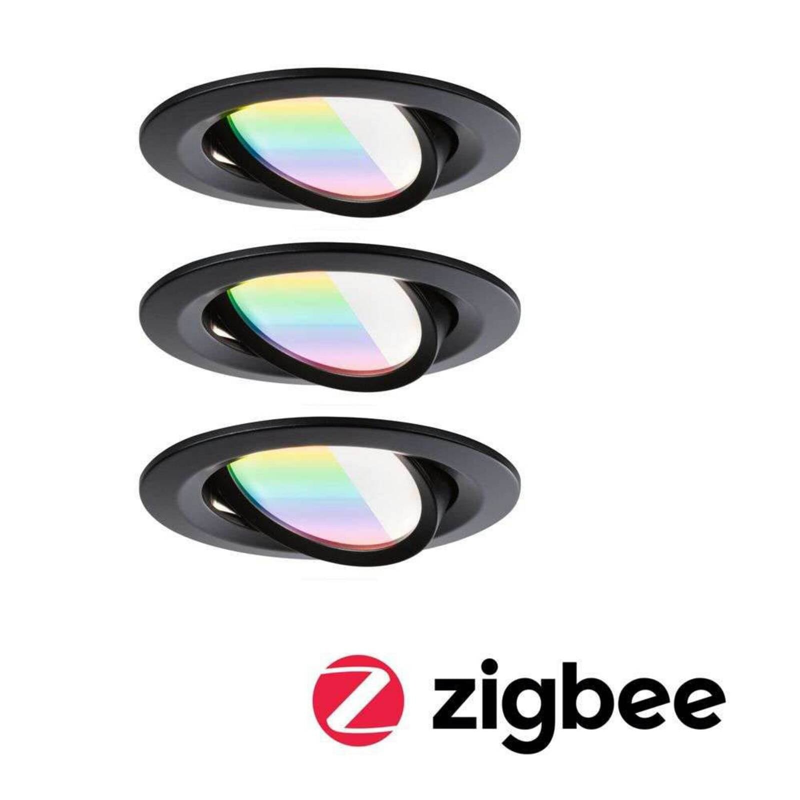 Paulmann LED zapustená svietidlo Nova Coin Smart čierna RGBW, sada 3 ks, 8,4 cm