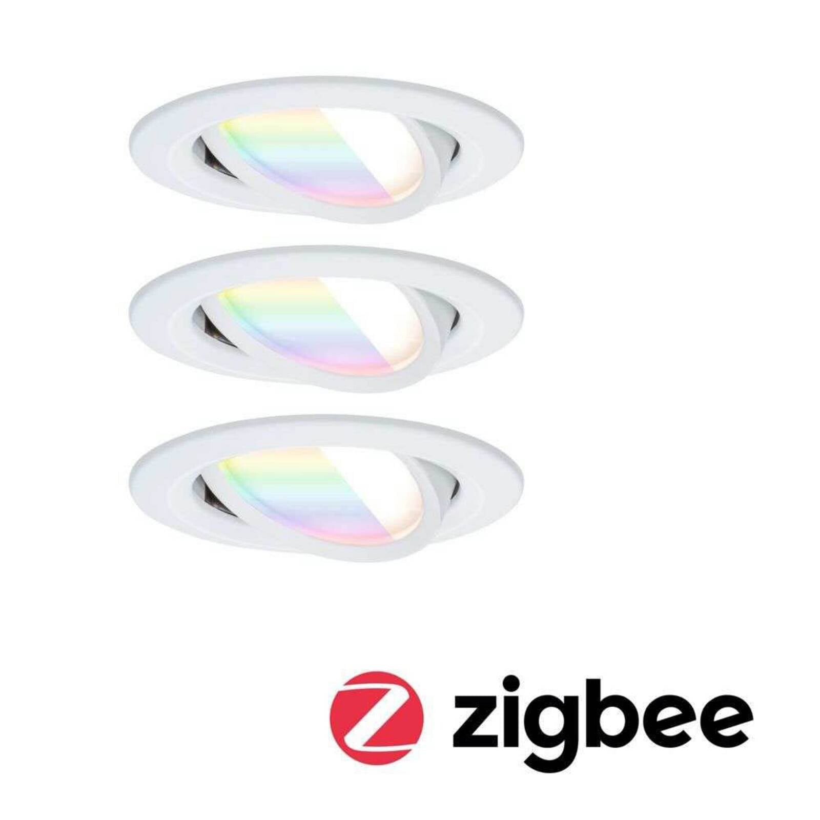 Paulmann LED zapúšťací bodový svietidlo Nova Coin Smart biele RGBW, sada 3 ks,