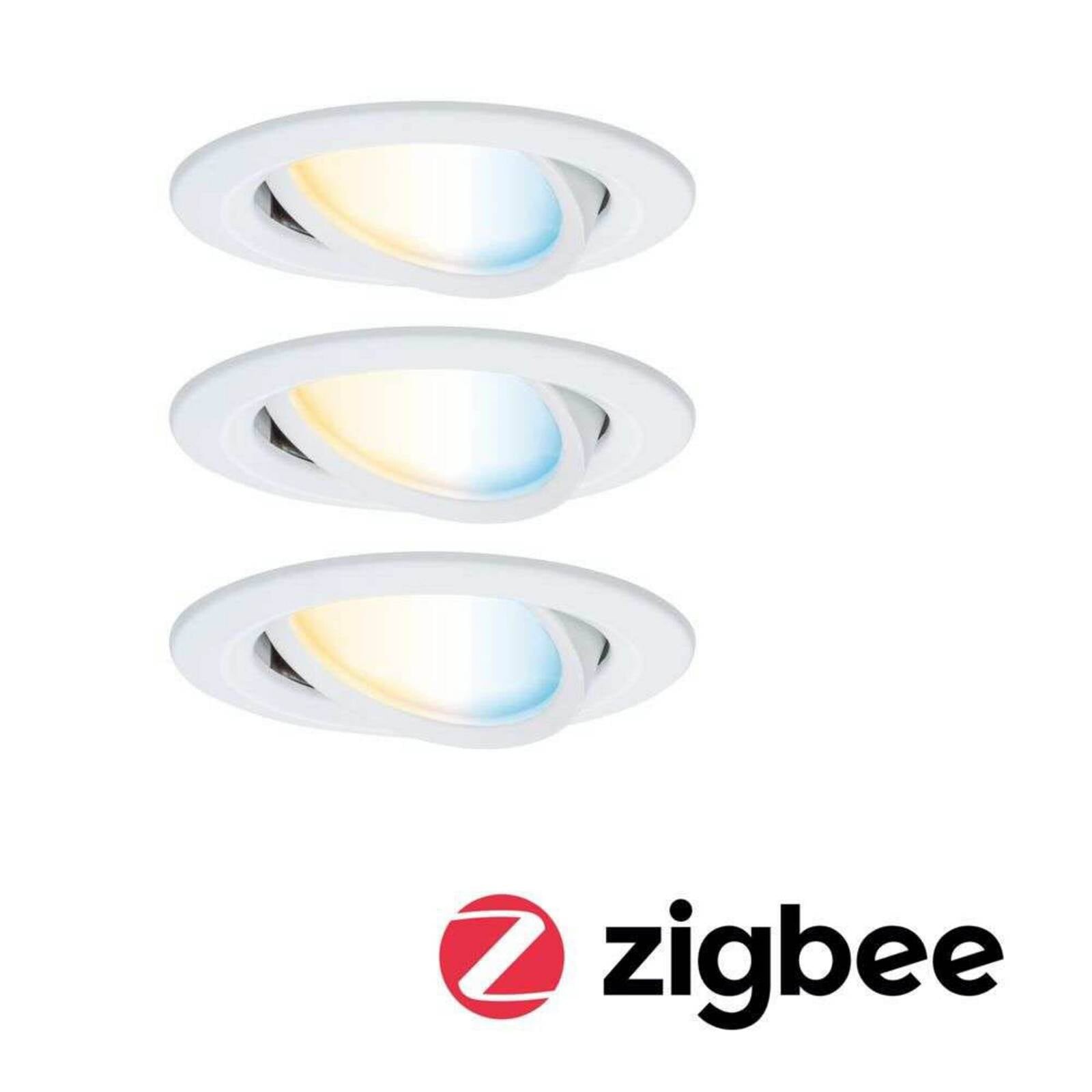 Paulmann LED zapúšťací bodový svietidlo Nova Coin Smart, biele, CCT, 3 ks, 8,4