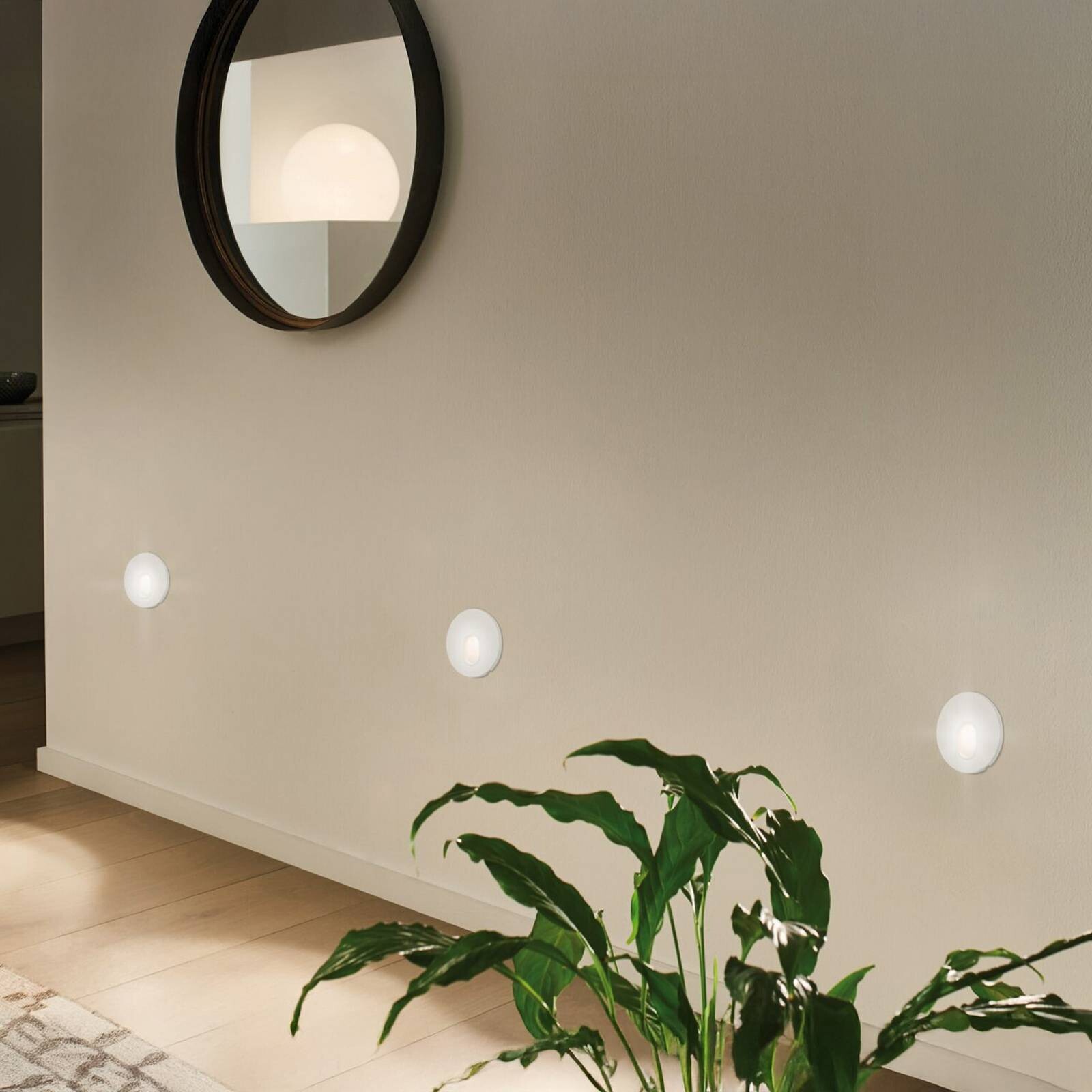 Paulmann LED nástenná vstavaná svietidlo Wall, biele, okrúhle, z plastu