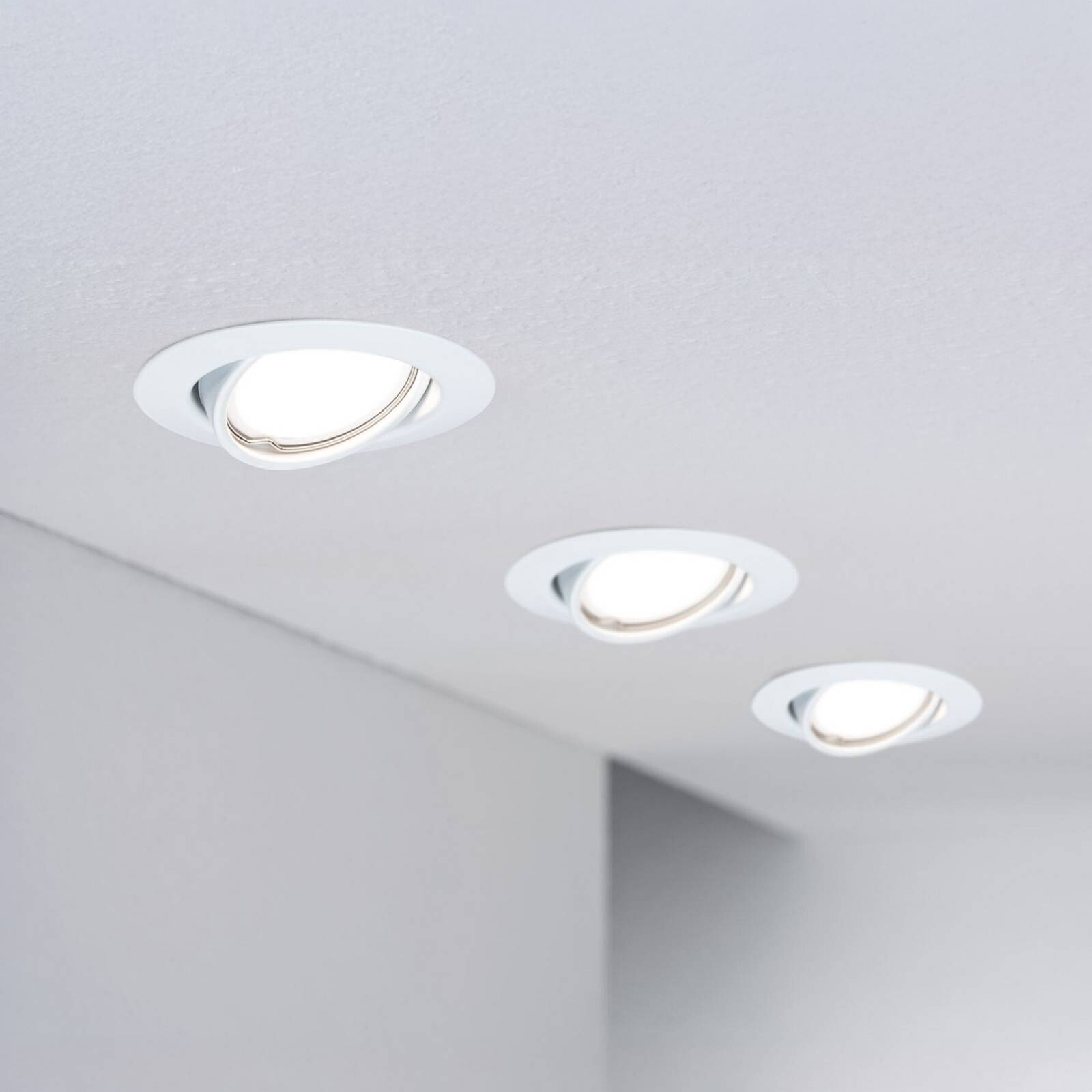 Paulmann LED zapustený bodový svietidlo Base Coin, biele, s vypínačom, 3 ks,