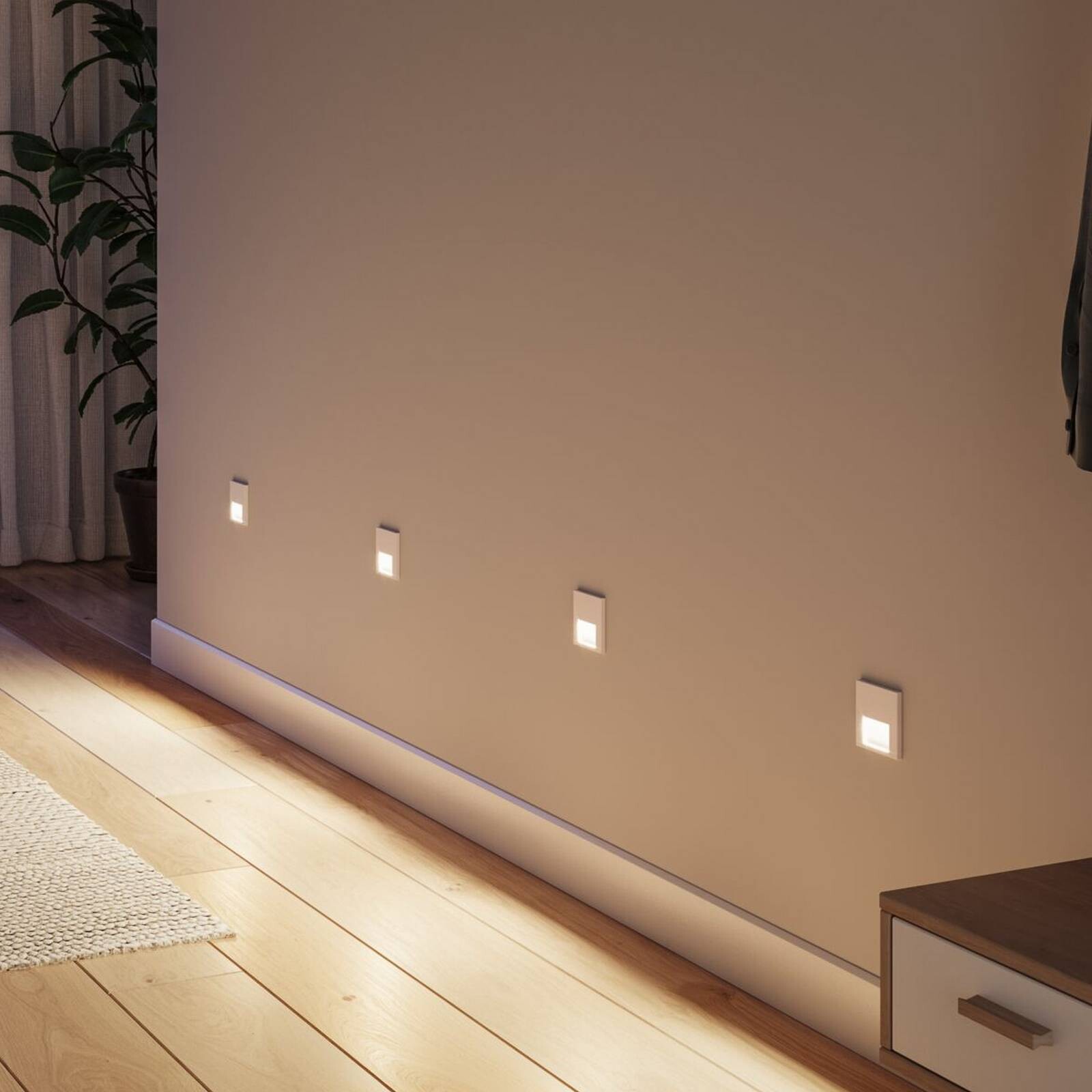 Paulmann LED nástenná vstavaná lampa Tsaro Sensor, biela, plast