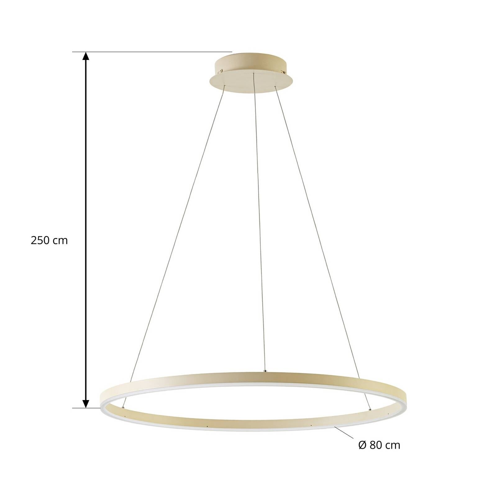 LED závesné svietidlo Arcchio Albiona, béžové, 1 krúžok, Ø 80 cm