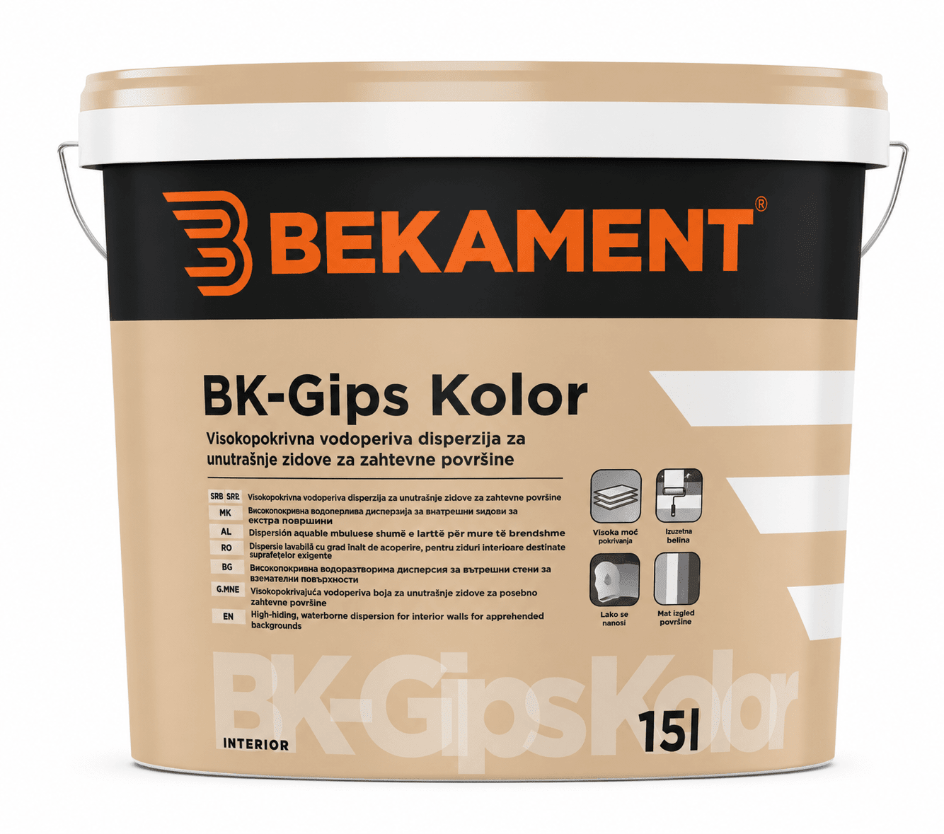 BK-GIPS KOLOR - Interiérová farba na náročné povrchy biela, 5 L