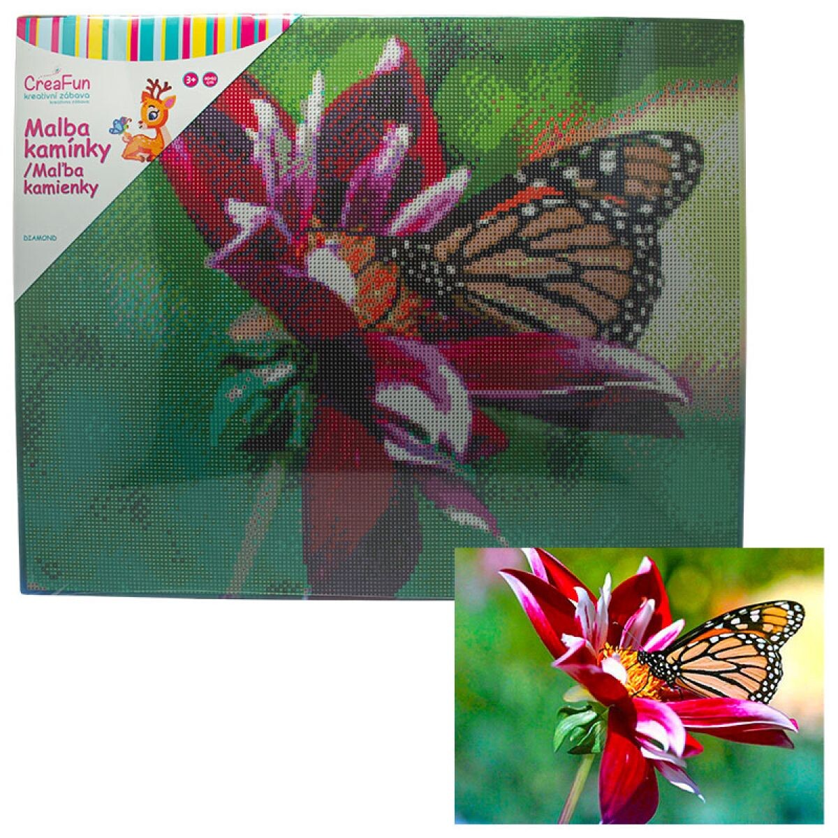Sparkys Diamantové maľovanie - Motýľ a kvet 40 x 50 cm