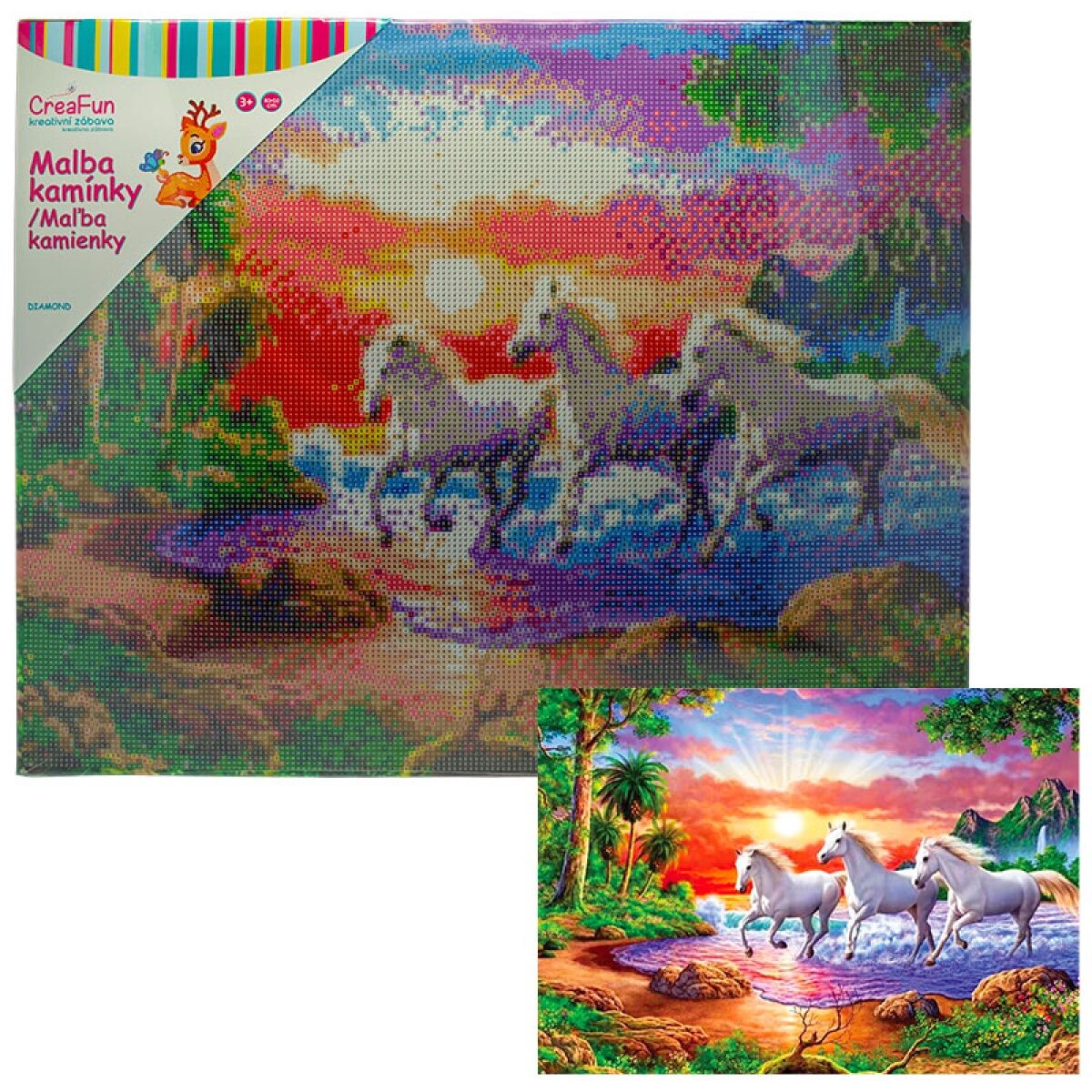 Sparkys Diamantové maľovanie - Kone a západ slnka 40 x 50 cm