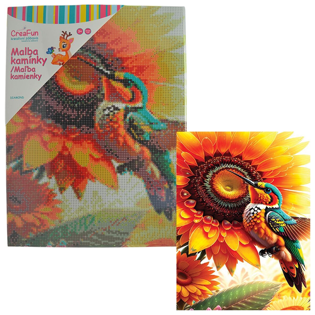 Diamantové maľovanie - Kvet a kolibrík 30 x 40 cm