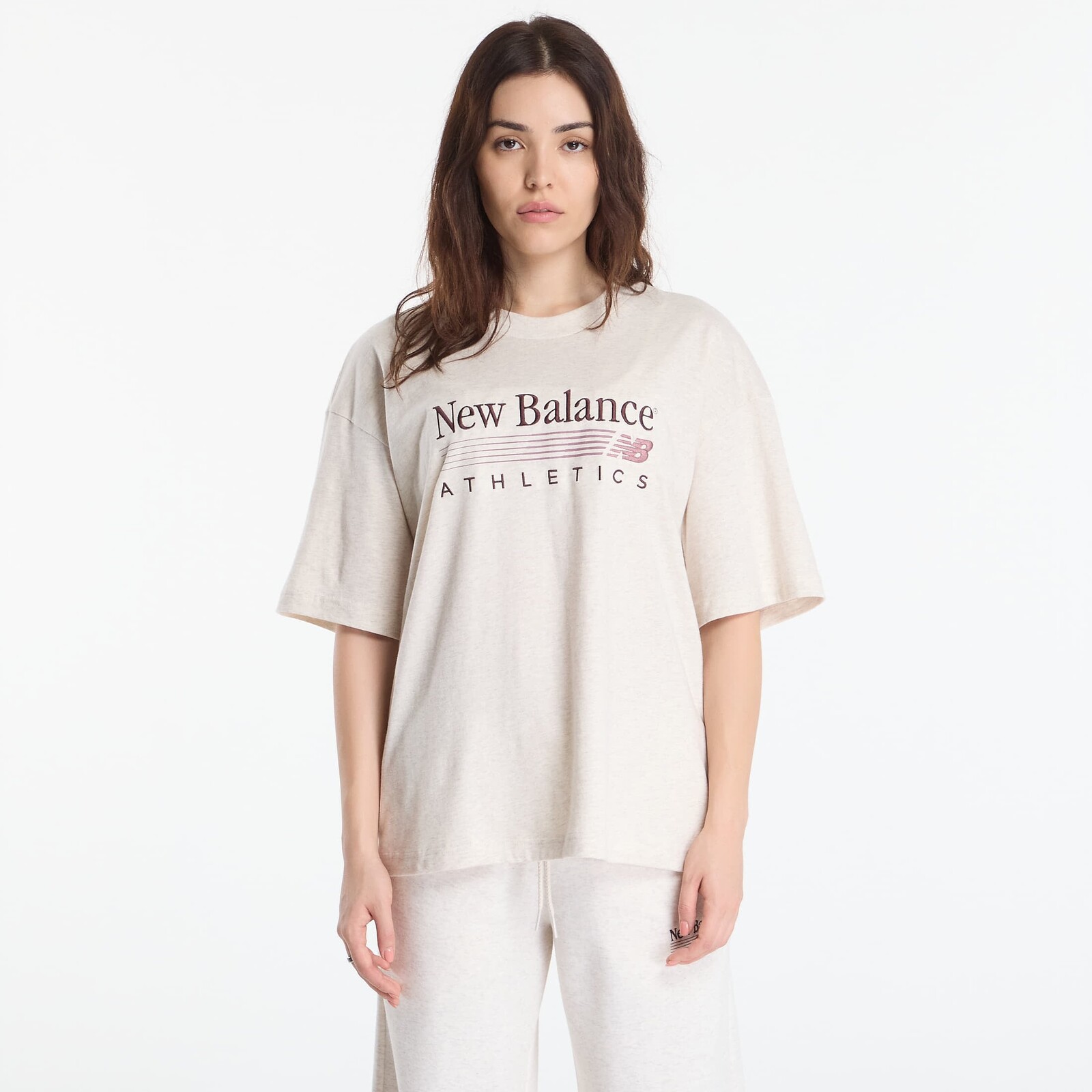 Tričko New Balance Trackside Oversized T-Shirt Linen Heather S