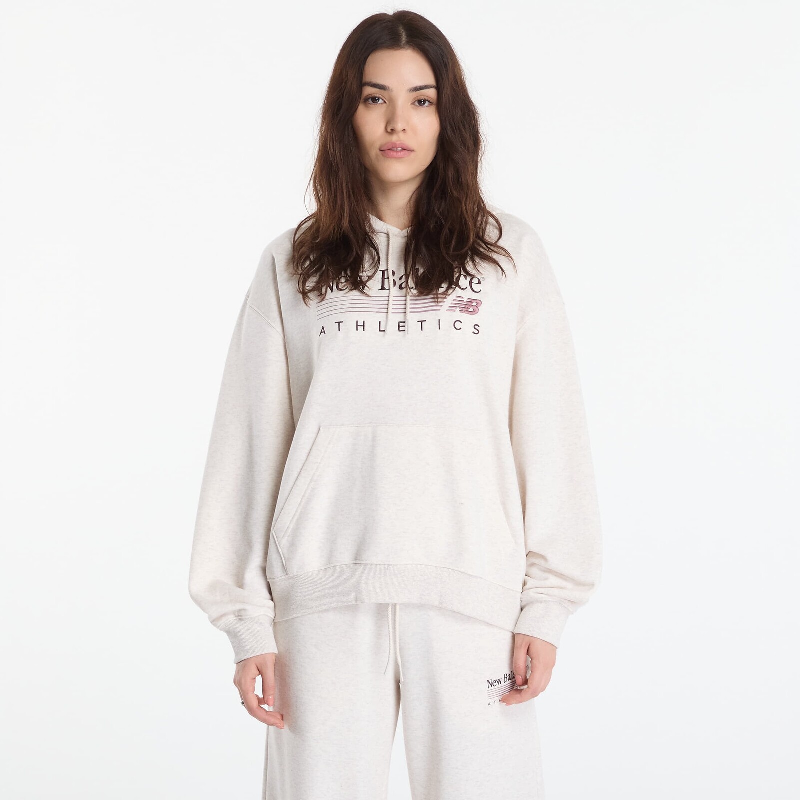 Mikina New Balance Trackside French Terry Hoodie Linen Heather L