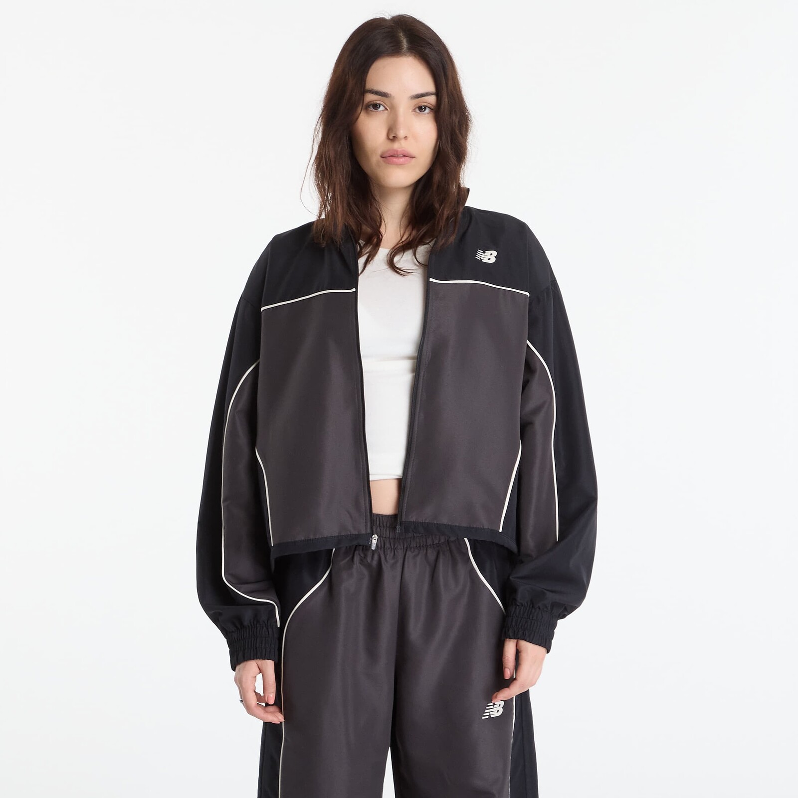 Bunda New Balance Trackside Woven Jacket Black Cement L