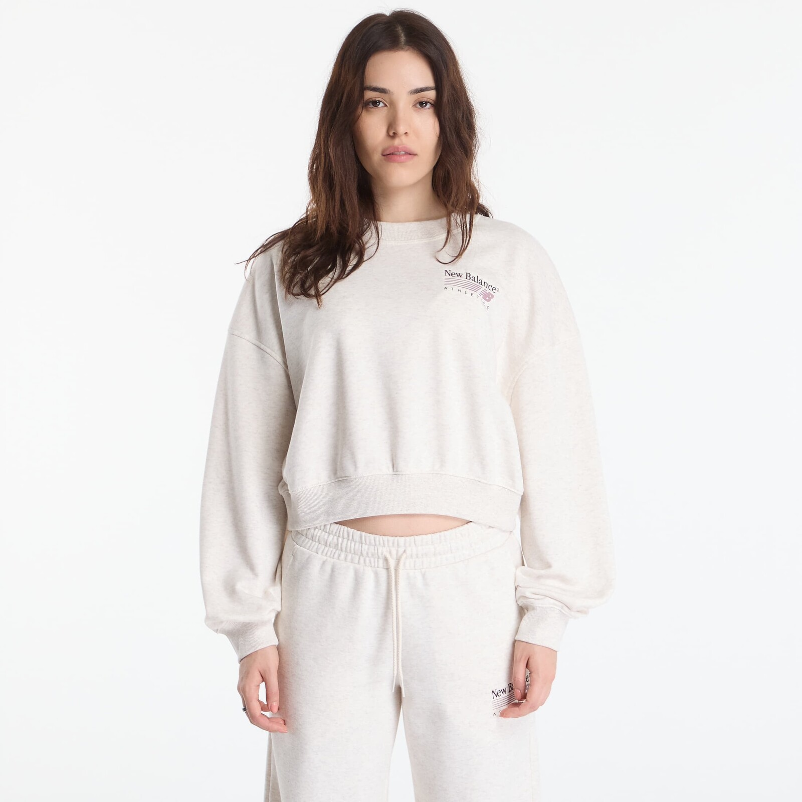 Mikina New Balance Trackside French Terry Crew Linen Heather M
