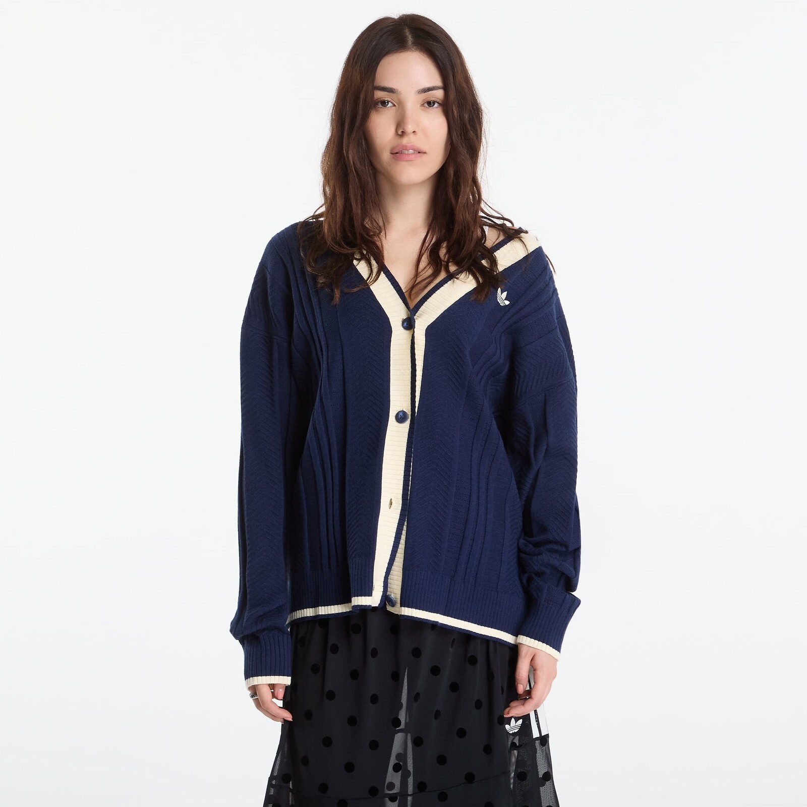 Svetr adidas Cable Knit Cardigan Night Indigo L