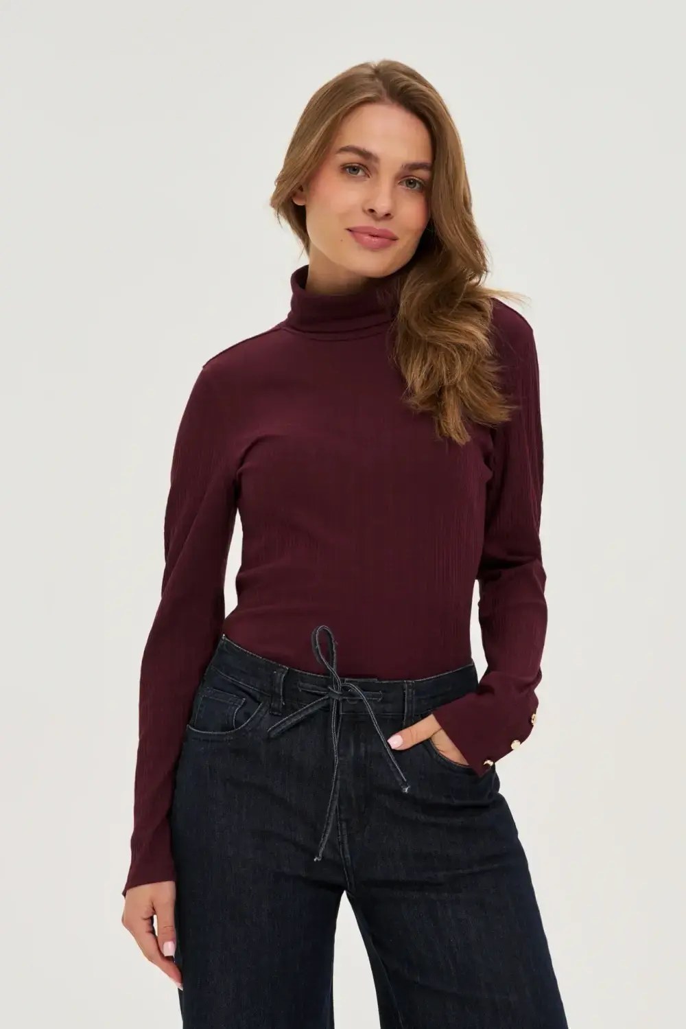 Marisse dámske tričko s dlhým rukávom burgundy