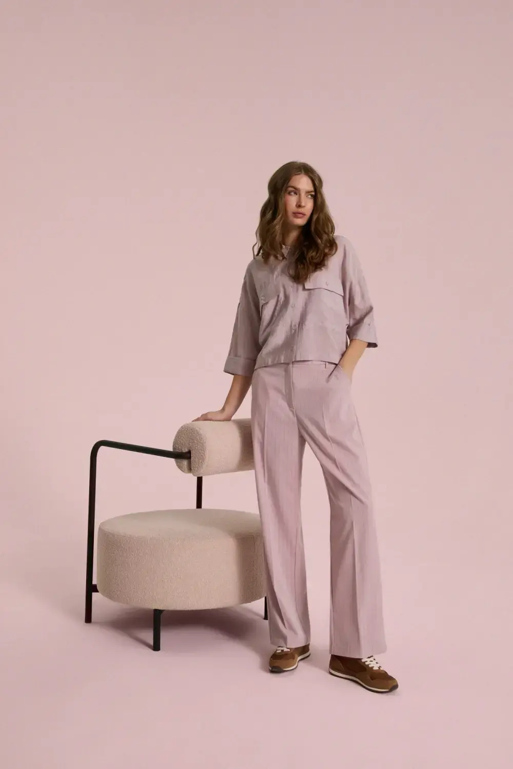 Dámska košeľa L-KO-4945 dusty pink