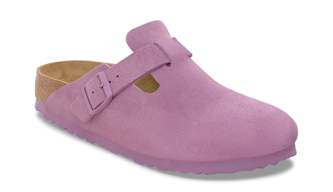 Sandále Birkenstock Boston z brúsenej kože Fialové