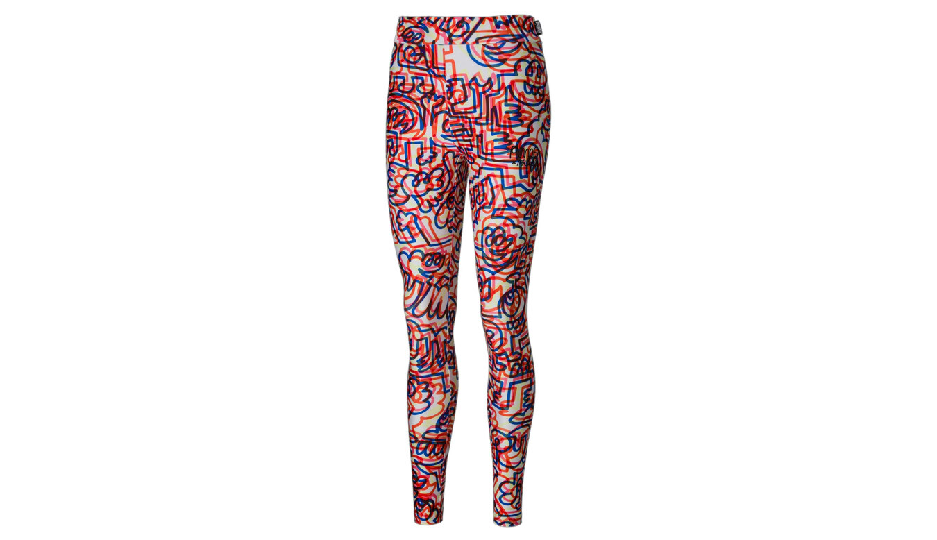 Červené legíny Puma x Mr. Doodle