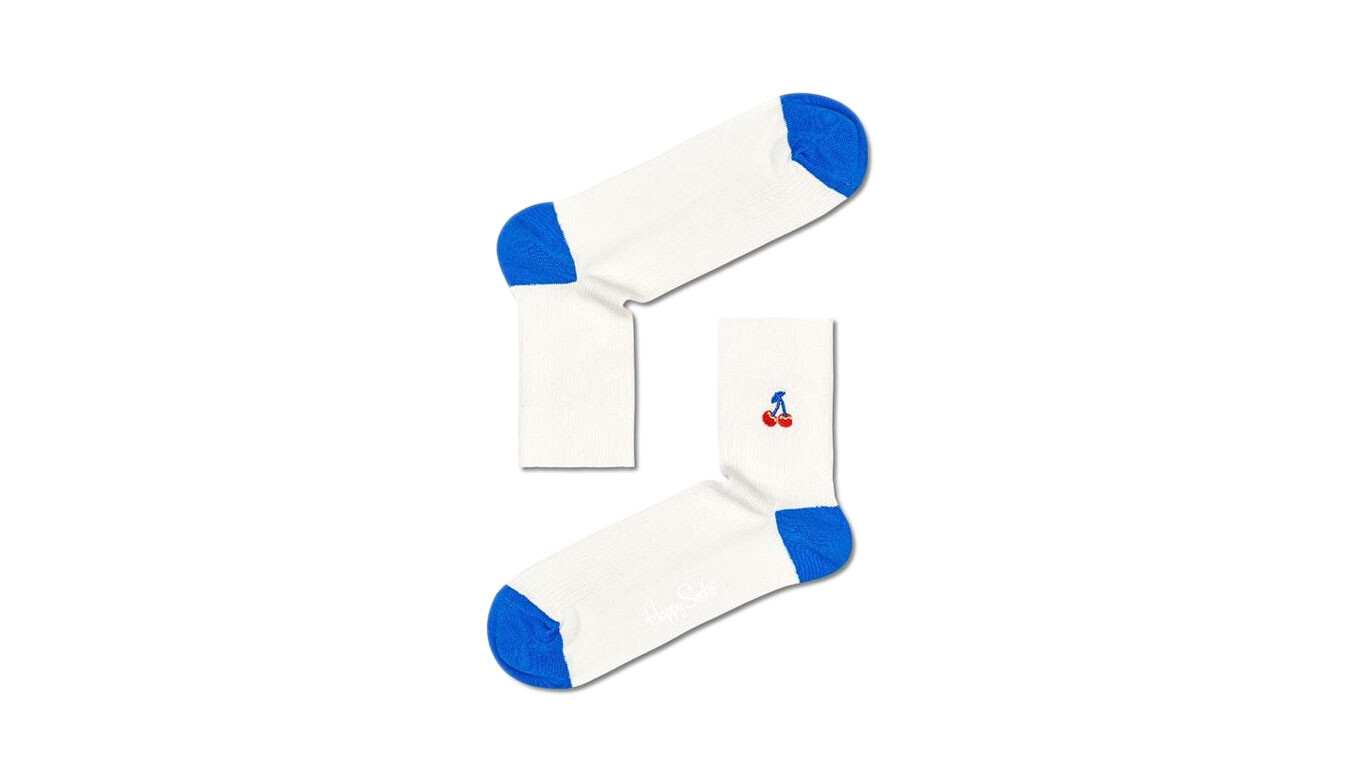Veselé ponožky Happy Socks s výšivkou čerešne