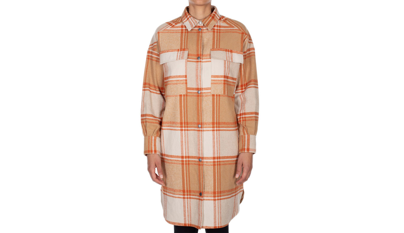 IrieDaily Checky Shirt Jacket Béžová Oranžová