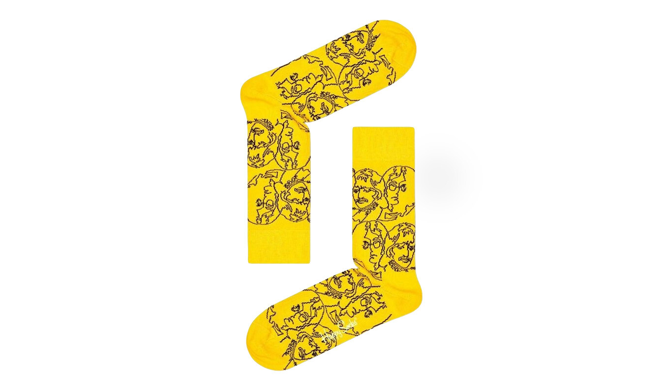 Ponožky - Happy Socks Beatles Lines Sock Žlté