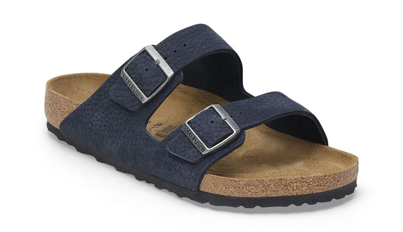Sandále Birkenstock Arizona Nubuck Leather Narrow Fit Modré