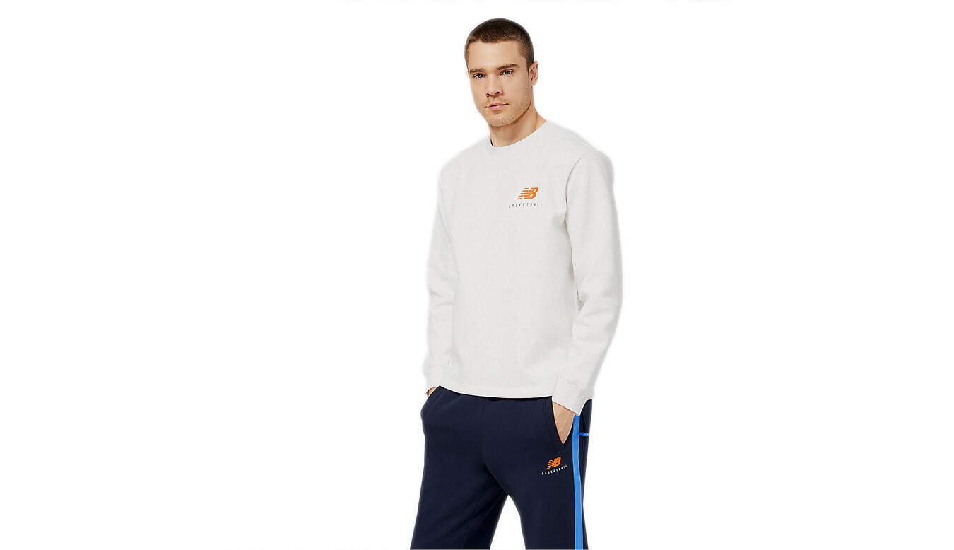 New Balance Hoops Abstract Crew šedá mikina