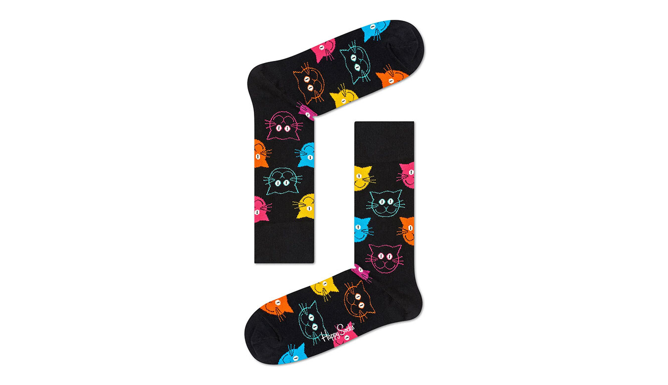 Veselé Ponožky - Happy Socks Cat Sock Čierne