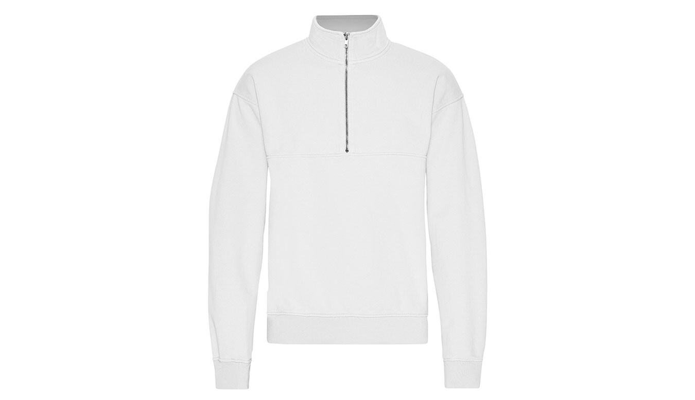 Mikina Colorful Standard Organic Quarter Zipper biela