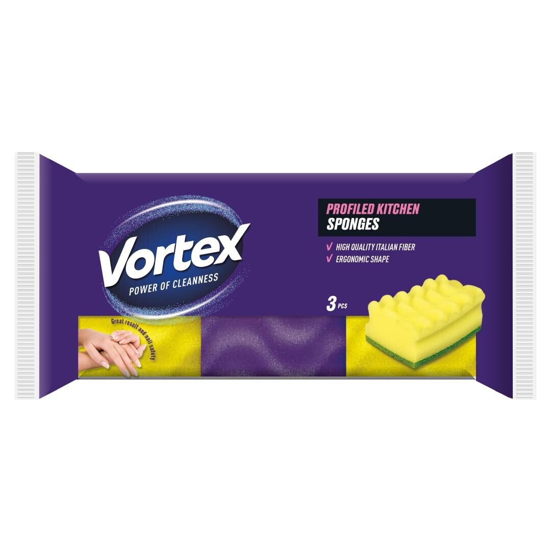 VORTEX Kuchynská hubka Profiled & Care 3 ks
