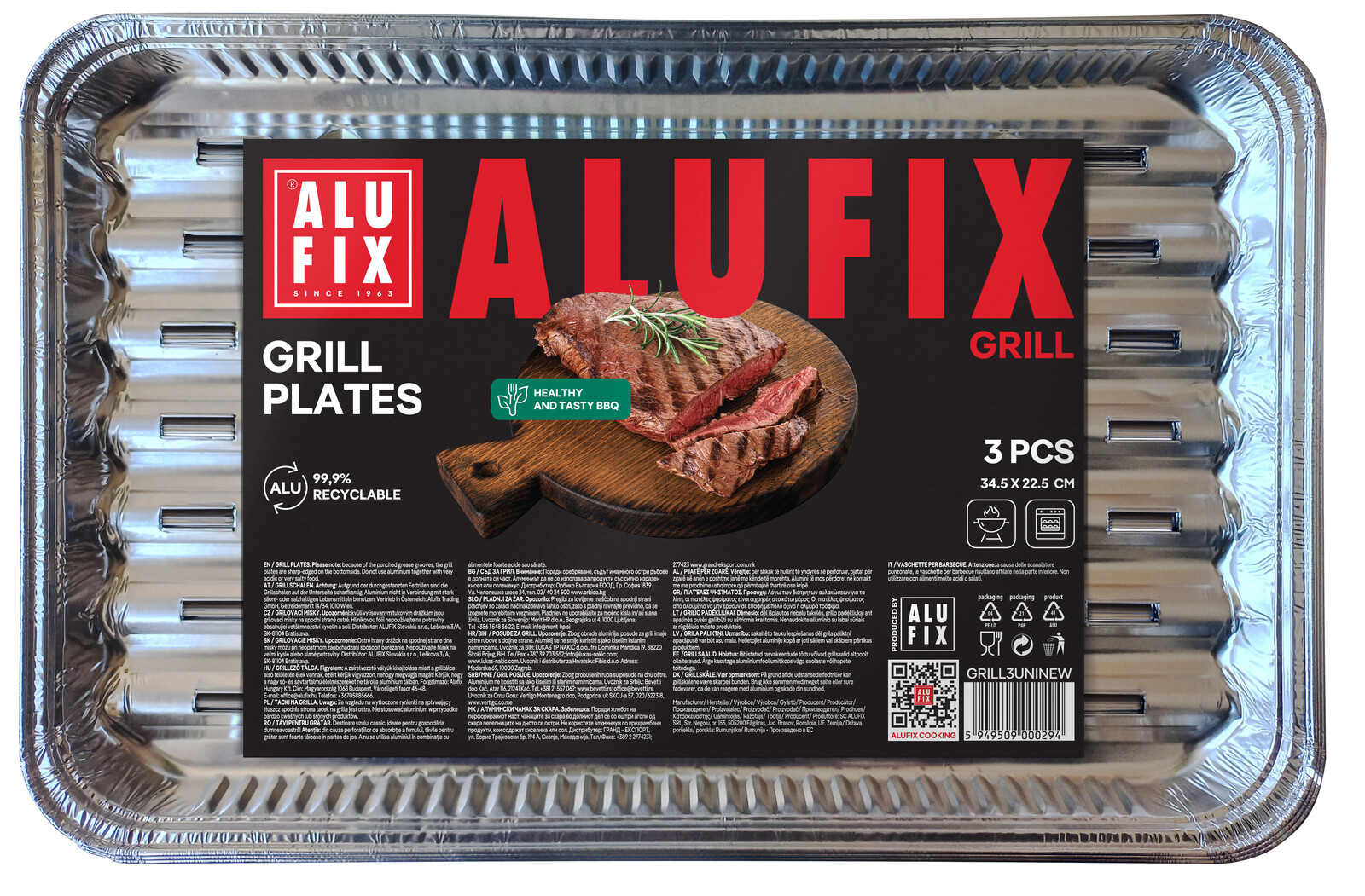 ALUFIX Grilovacie misky 34,5 × 22,5 × 2,5 cm 3 ks