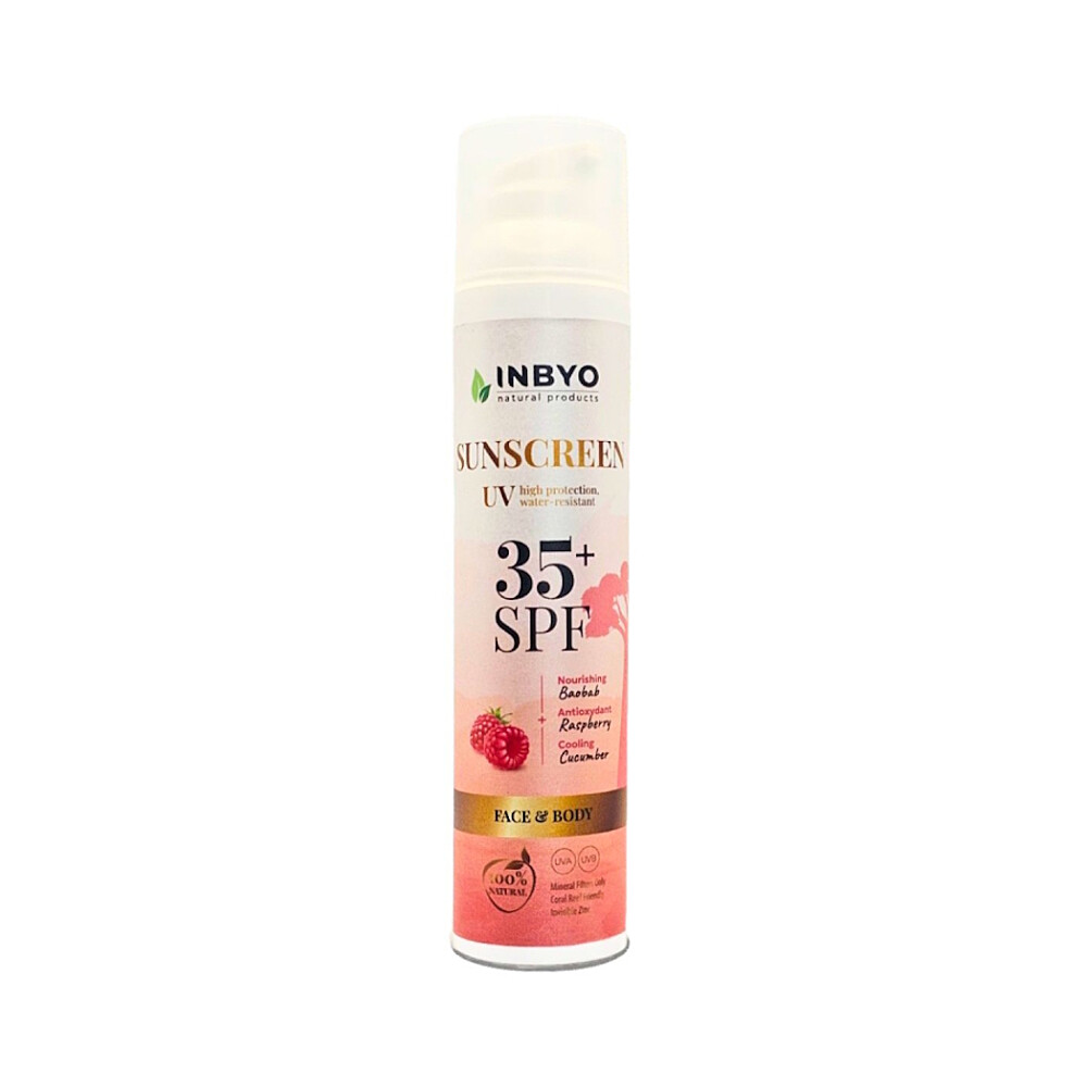 INBYO Prírodný krém na opaľovanie SPF35 s priezračným zinkom a malinou 100ml