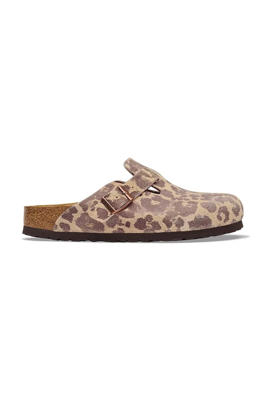 Birkenstock šľapky mules dámske semišové Boston Suede Leather Leopard