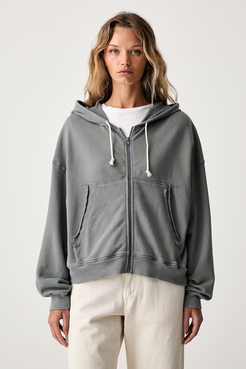 American Vintage mikina na zips s kapucňou dámska bavlnená