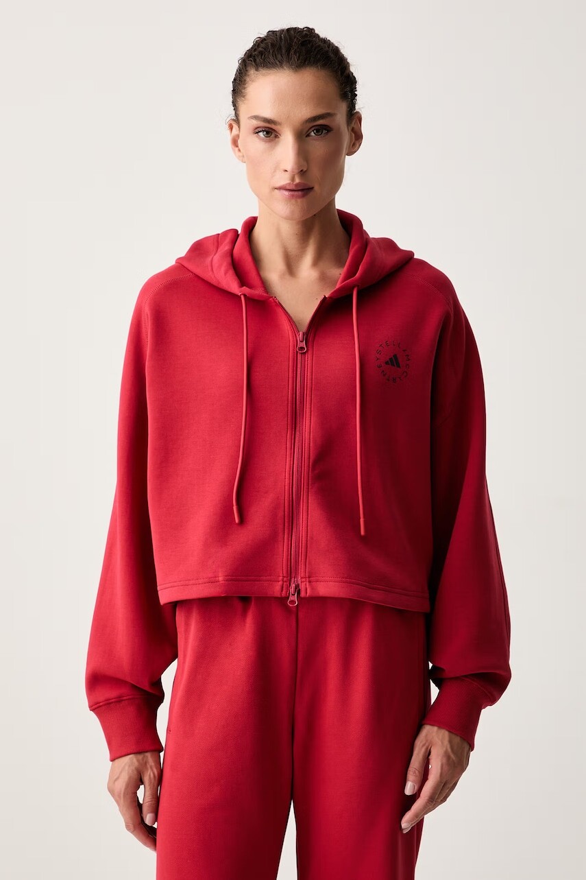 adidas by Stella McCartney mikina na zips s kapucňou dámska s bavlnou