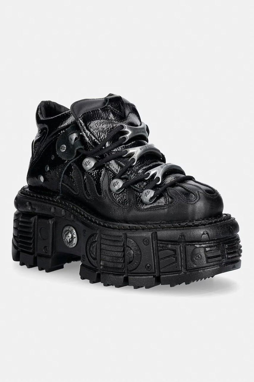 New Rock ITALI NEGRO, CHAROL, TANK NEGRO sneakers dámske kožené