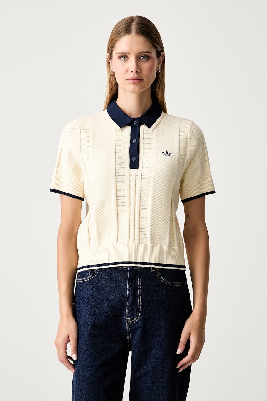 adidas Originals polo tričko dámske s viskózou Cable Knit Cali