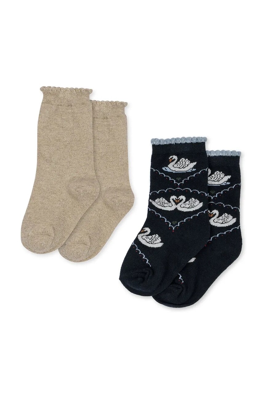 Konges Sløjd ponožky detské 2 PACK JACQUARD SWAN SOCKS 2-pak