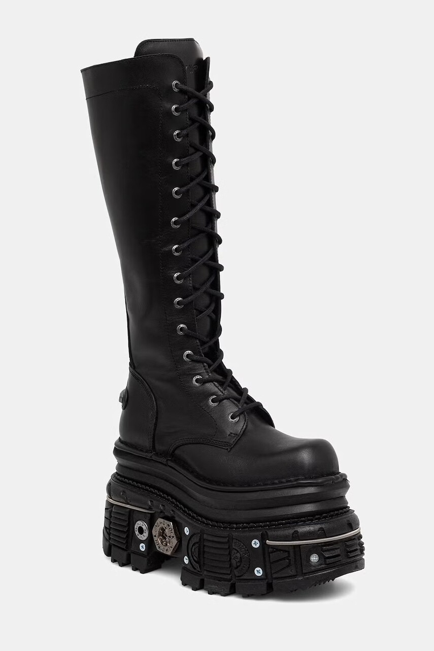 New Rock čižmy dámske kožené ITALI NEGRO, IMPERFECT TANK NEGRO E-34