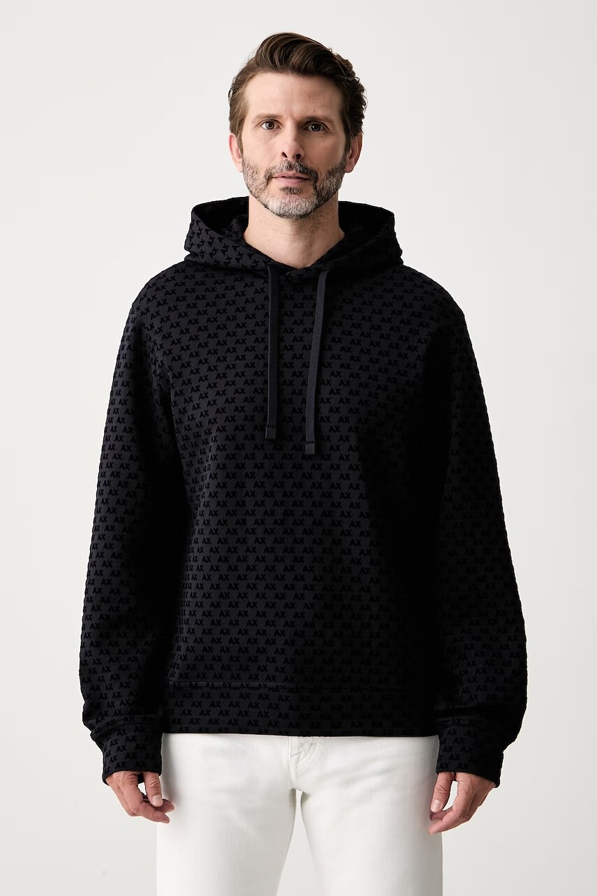 Armani Exchange mikina s kapucňou pánska s bavlnou