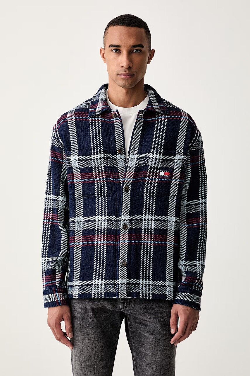 Tommy Jeans košeľová bunda pánska bavlnená