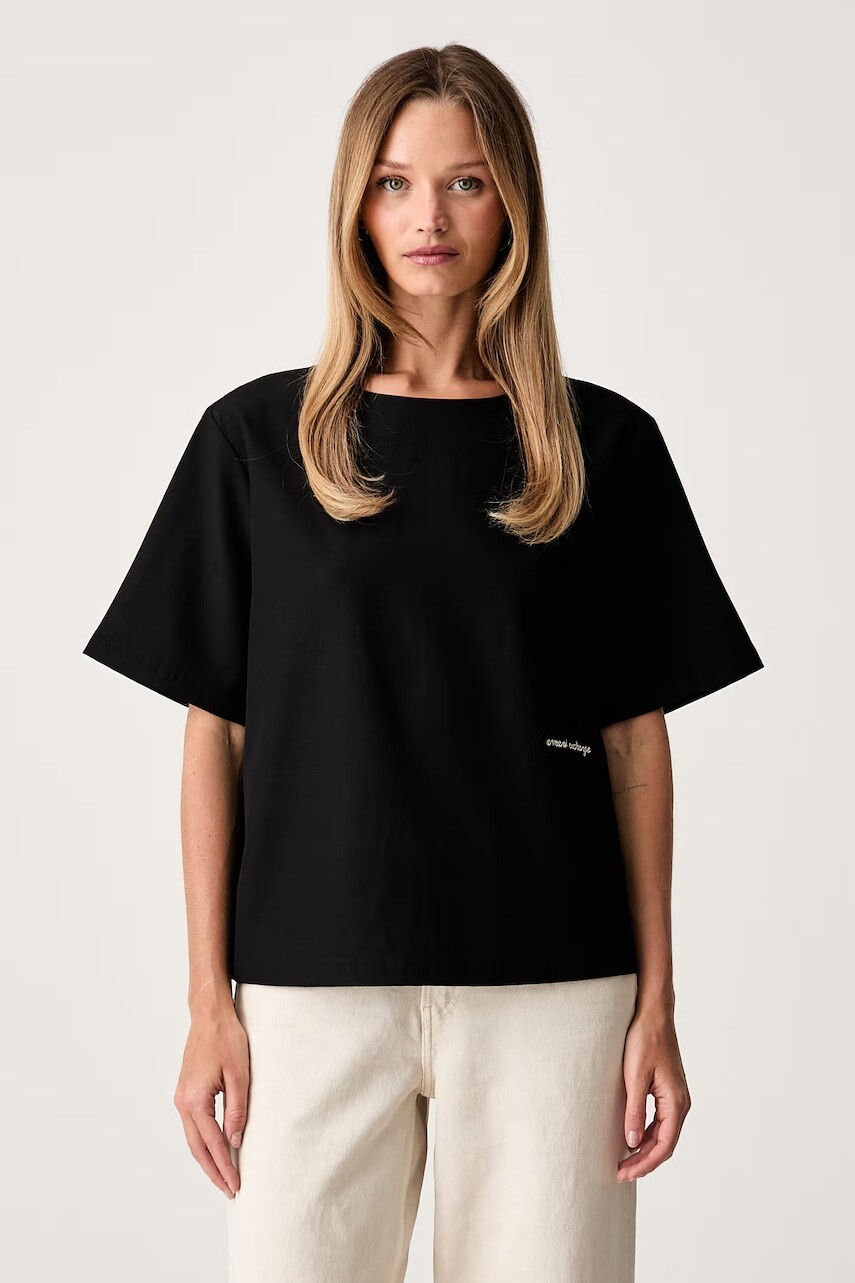 Armani Exchange blúzka dámska s prímesou vlny