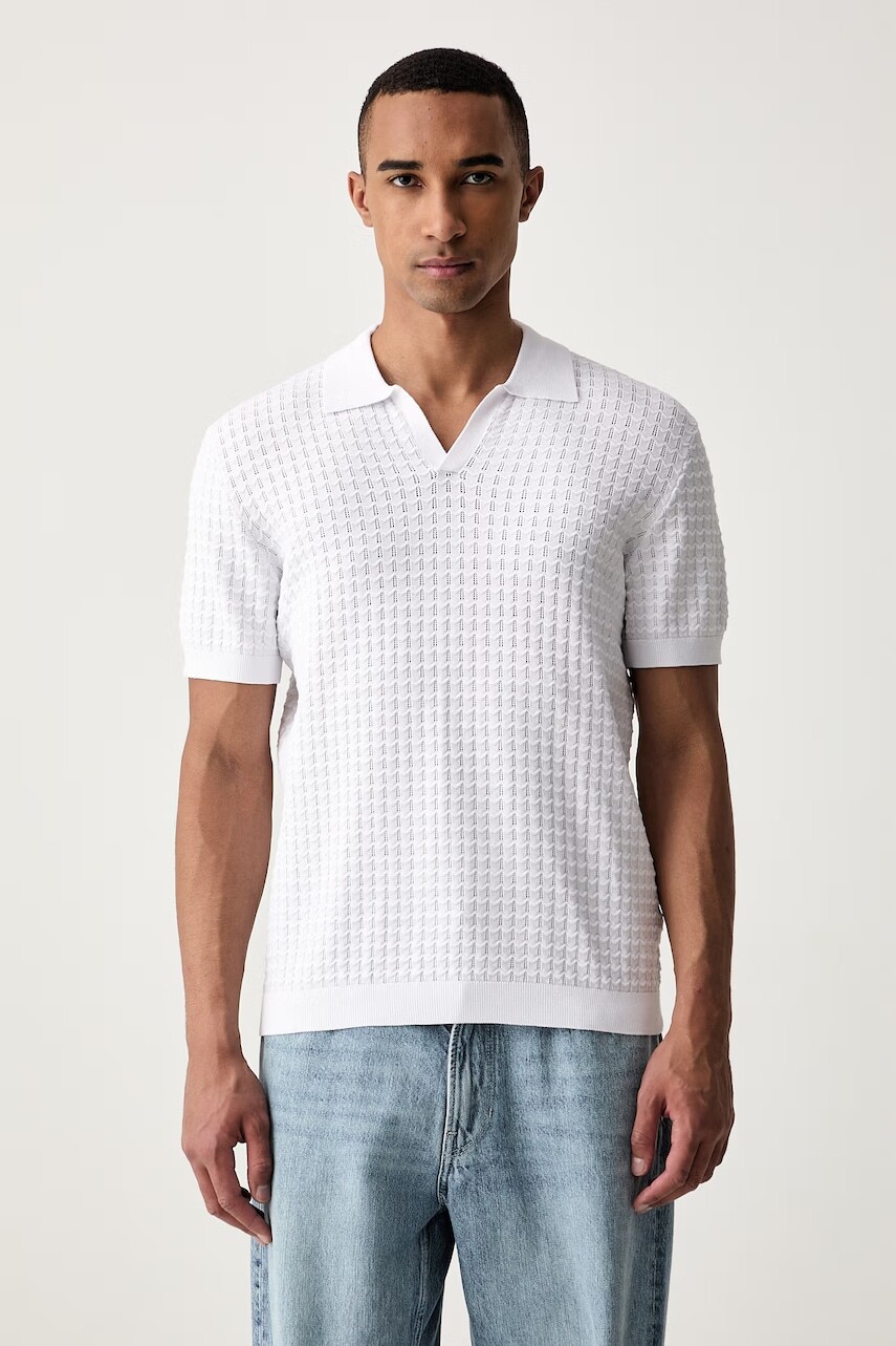 Guess úpletové polo tričko pánske s viskózou