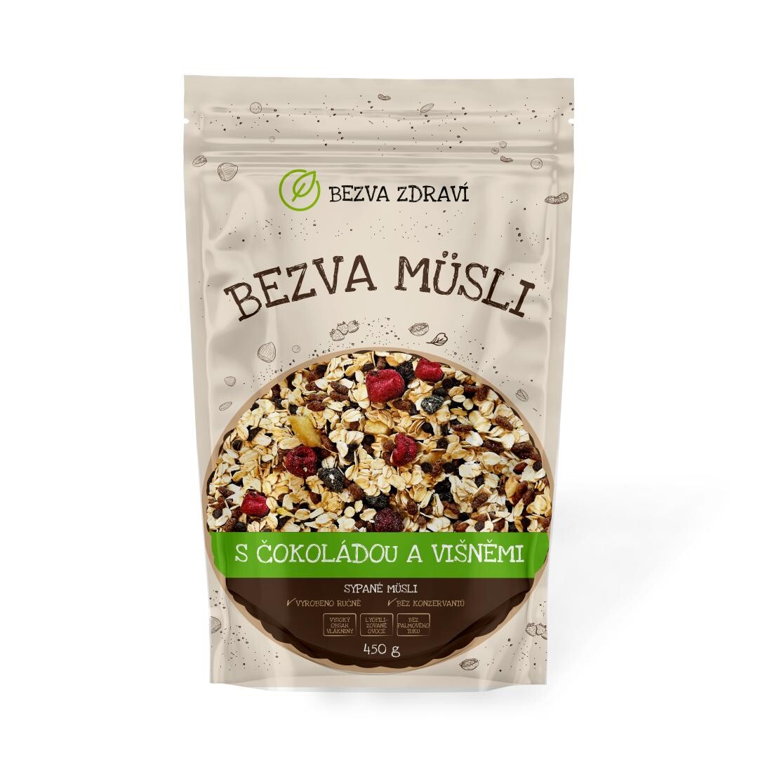 BEZVA MÜSLI Sypané s čokoládou a višňami 450 g