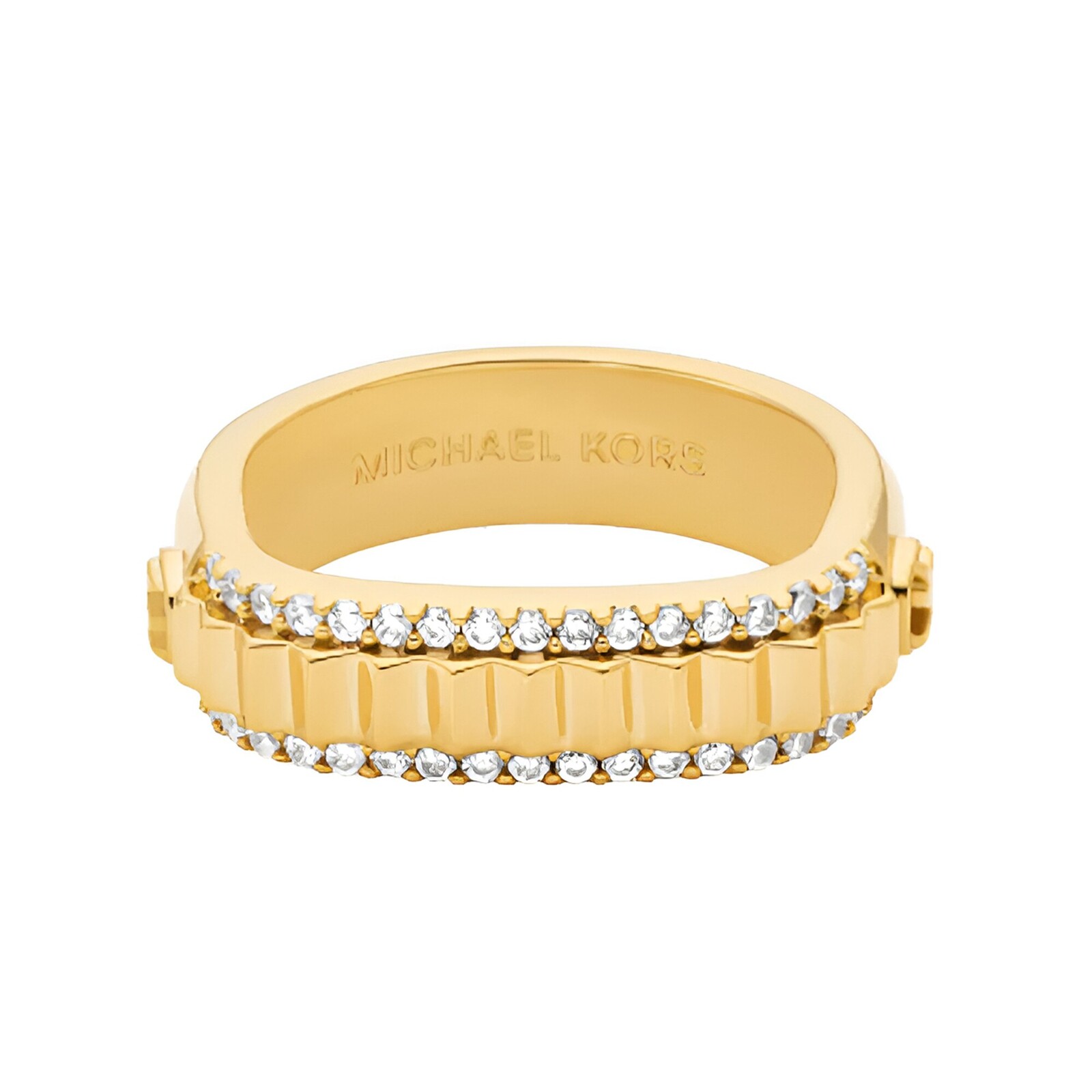 Michael Kors Pozlátený moderný prsteň so zirkónmi Premium MKJ8611710 55 mm