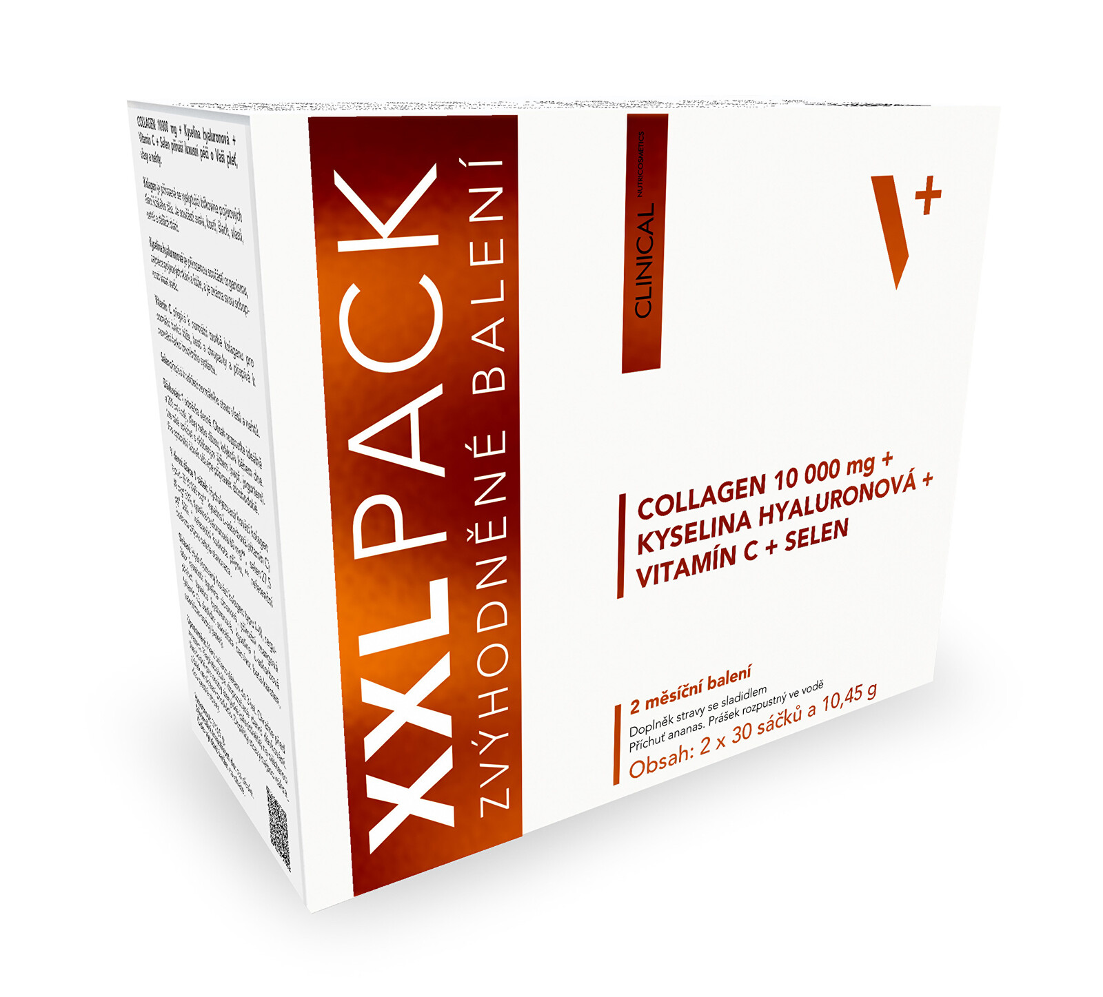 Clinical Collagen 10 000 mg + kyselina hyalurónová + vitamín C + selén XXL pack - Mango 60 sáčkov