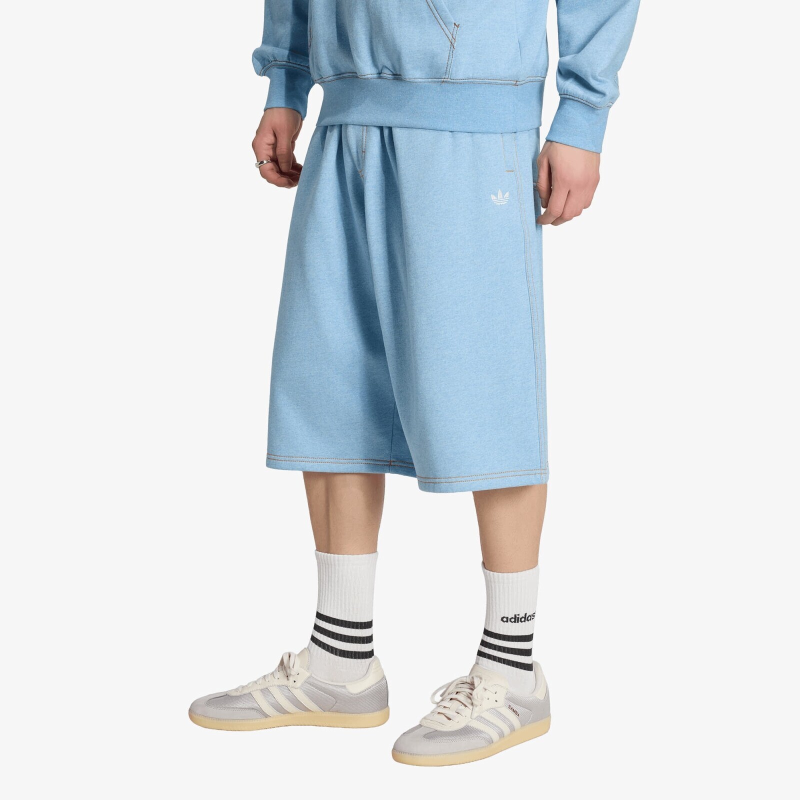 Šortky adidas Trefoil Essentials Melange Shorts Knee-lenght Light Blue Mel S
