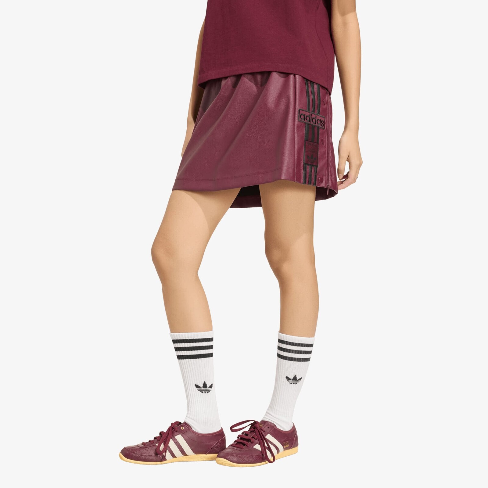 Sukňa adidas Pleather Adibreak Skirt Maroon/ Black XS