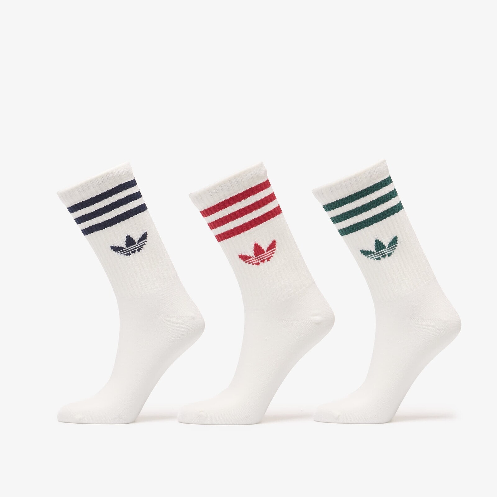 Ponožky adidas 3 Stripes Crew Socks 3 Pairs Night Indigo/ Team Victory Red/ Collegiate Green S