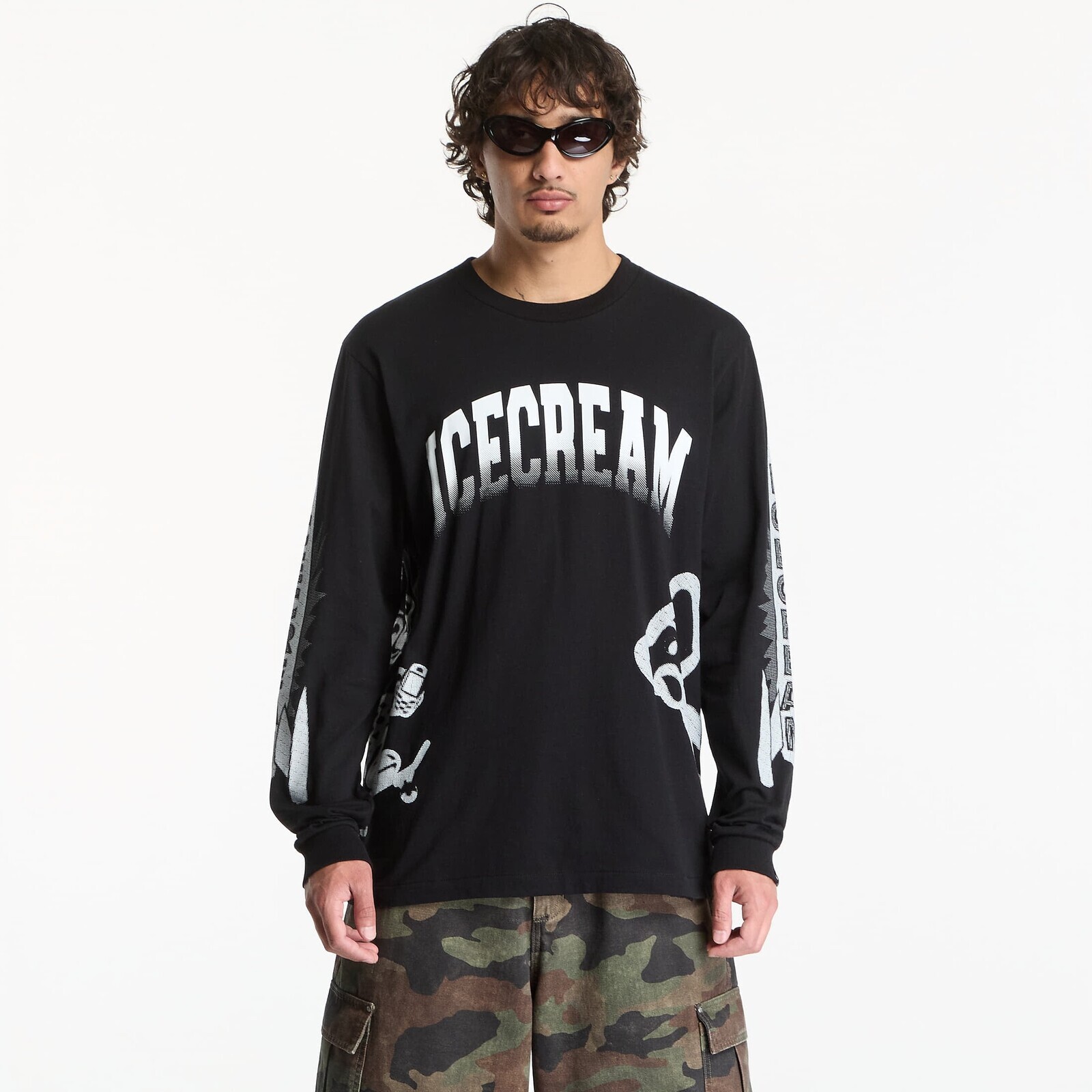 Tričko Billionaire Boys Club Icecream Halftone Multi Logo Ls T-Shirt Black XXL