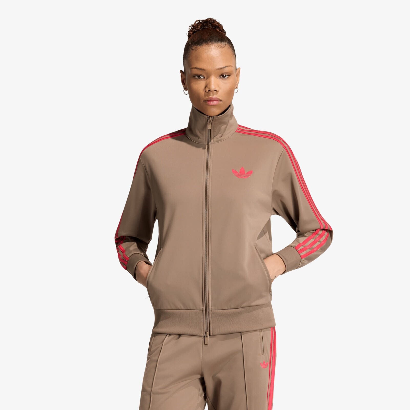 Mikina adidas Firebird Track Top Loose Khaki Six/ Power Pink XS