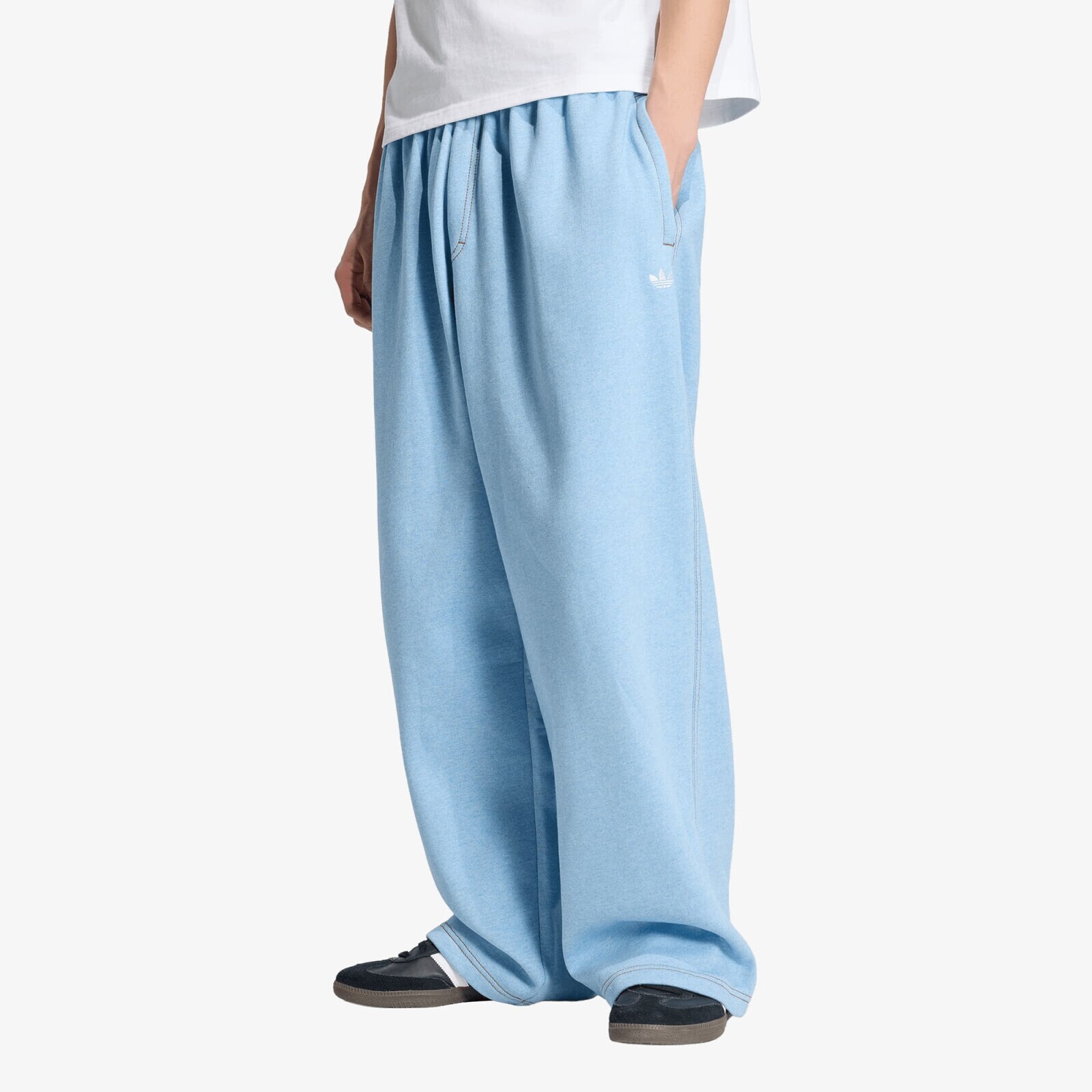 Kalhoty adidas Trefoil Essentials Melange Baggy Open Hem Pants Light Blue Mel XXL